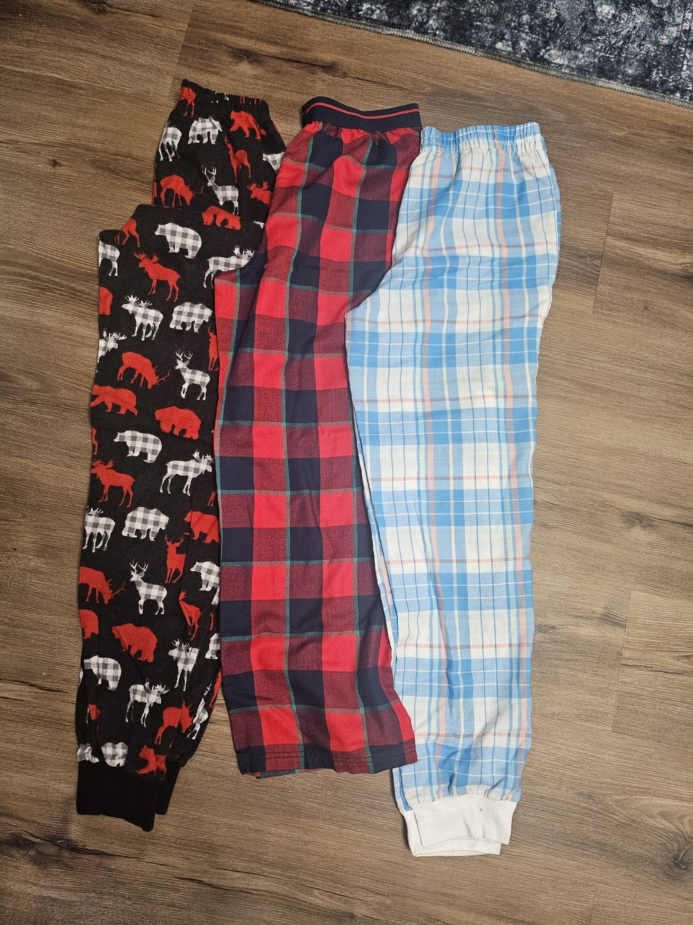 Cat & Jack Kids Pajama Bottoms - Black, Red & Light Blue Plaid Set